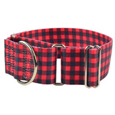Buffalo Plaid Red 2" Wide Martingale Dog Collar